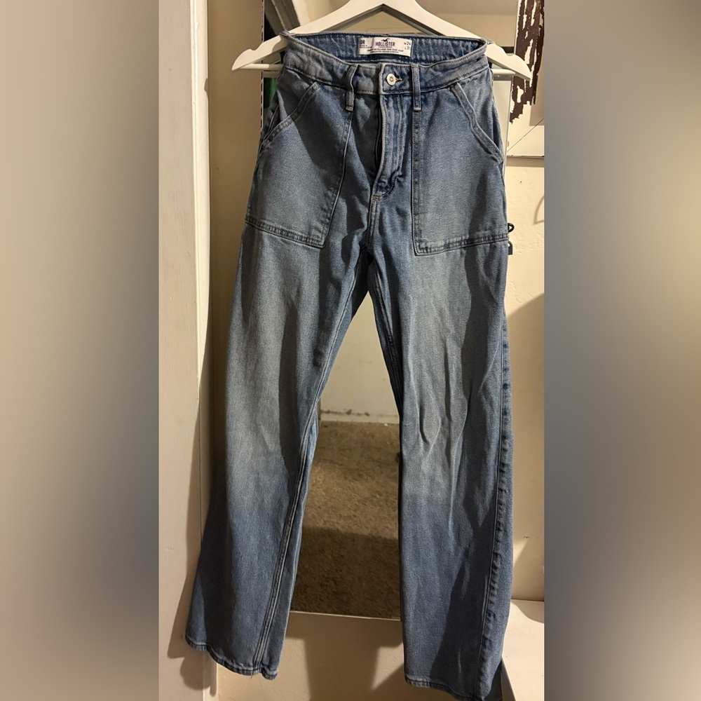 Hollister Relaxed Fit Light Blue Jeans Curvy Ultra-High Rise Dad Jean
